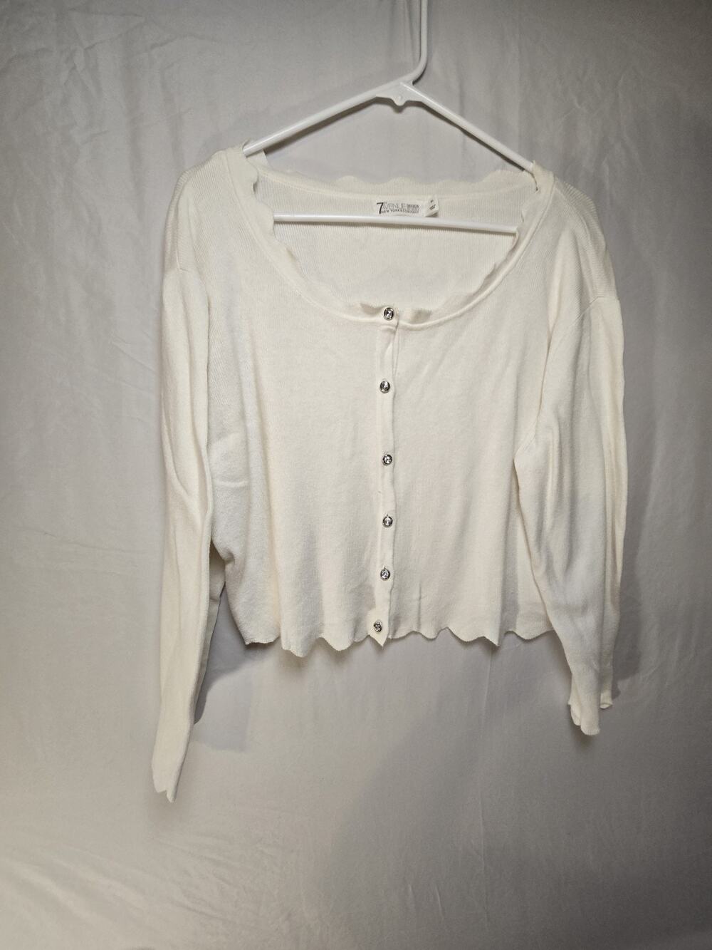 7th Avenue Design Studio White Cropped Cardigan US Womens Size XL Delicate Look